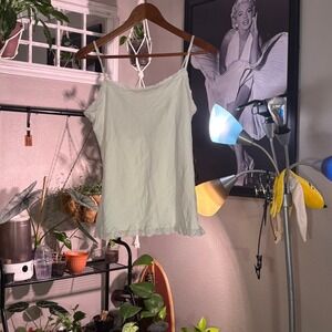 Sonoma Cream Lace Trim Cami Top Cotton Blend Sleeveless Casual Tank Top